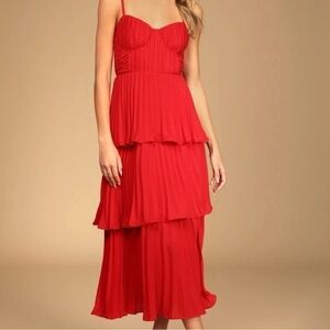 Elegant Red Tiered Dress